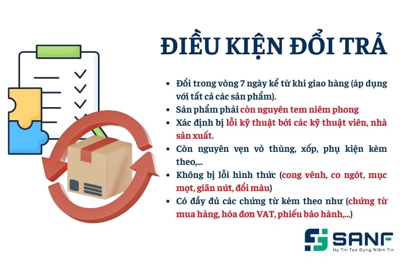 Điều kiện áp dụng đổi trả hàng