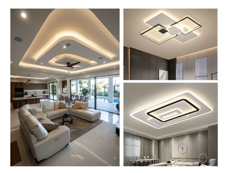 Mẫu trần thạch cao cho phòng khách hiện đại, sang trọng kết hợp với hệ thống đèn LED