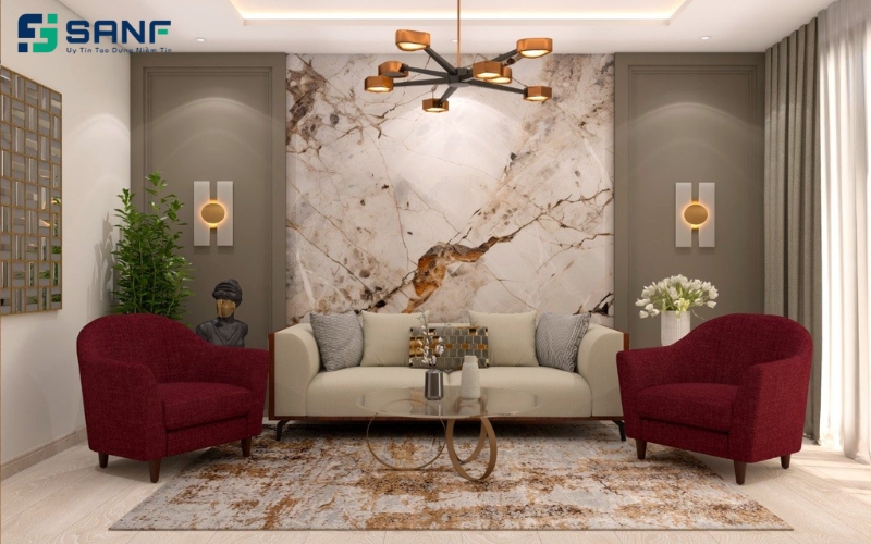 ốp vách sofa họa tiết sống động