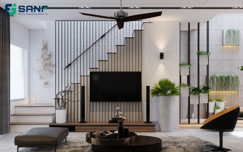 vách cầu thang bằng kim loại