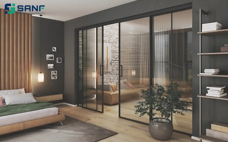 vách ngăn nhôm kính trượt