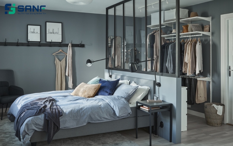 vách phòng ngủ nhôm kính