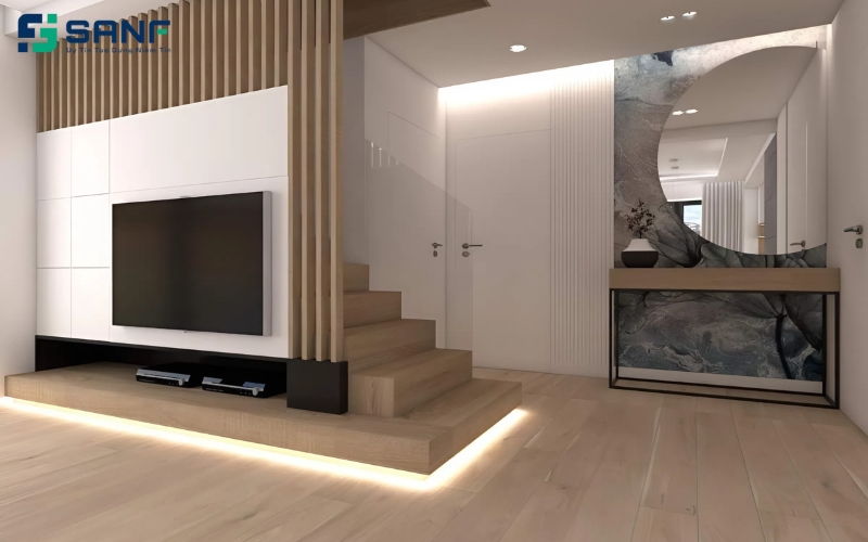 vách cầu thang composite hiện đại