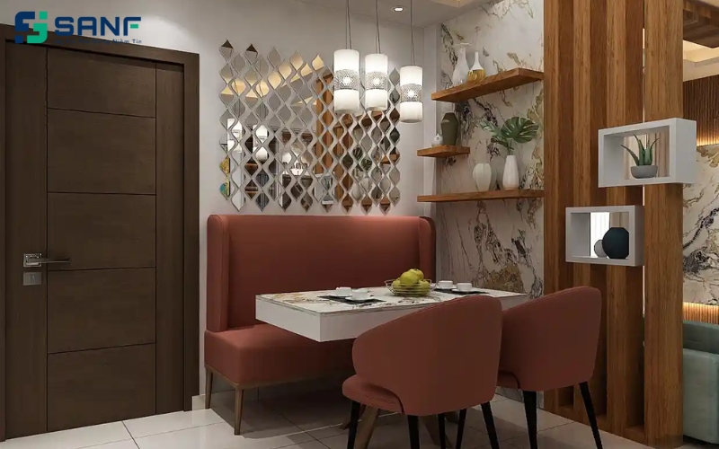 vách bàn ăn lam sóng 