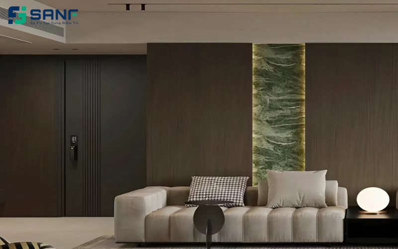 tấm ốp than tre sau sofa