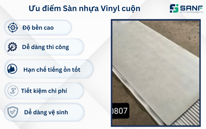 ưu điểm sàn nhựa cuộn vinyl