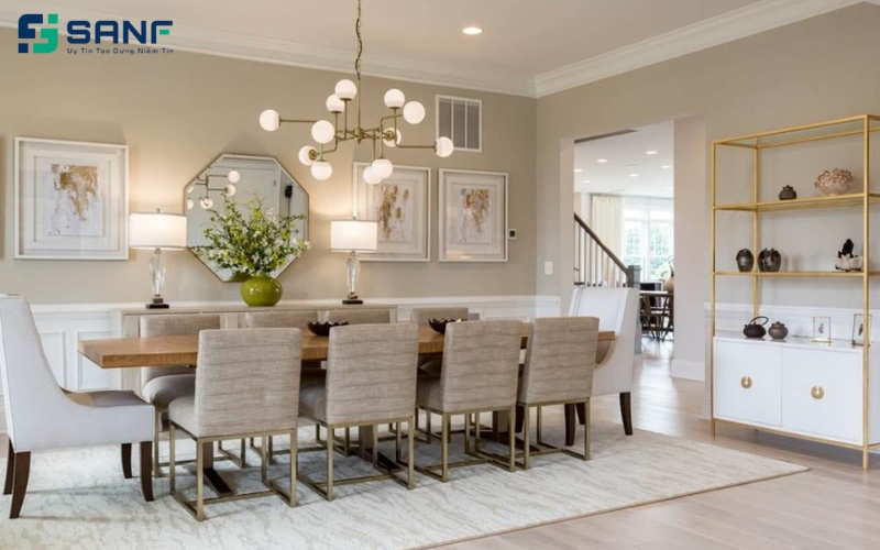 vách bàn ăn bằng gương