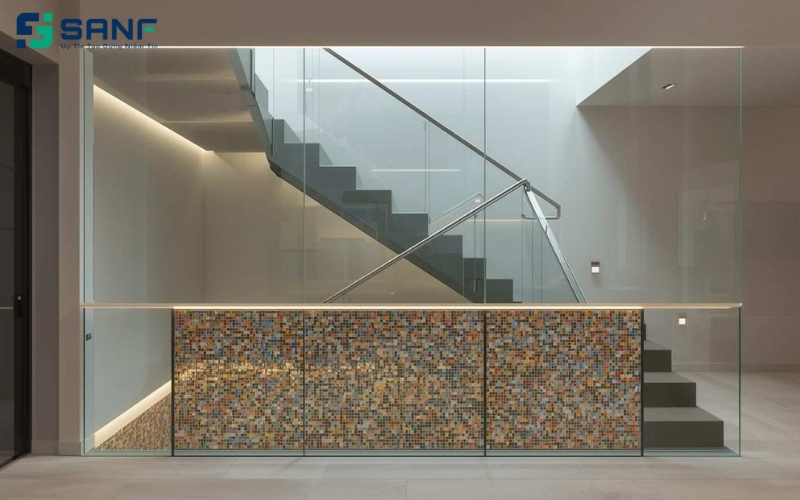 vách ngăn cầu thang bằng kính