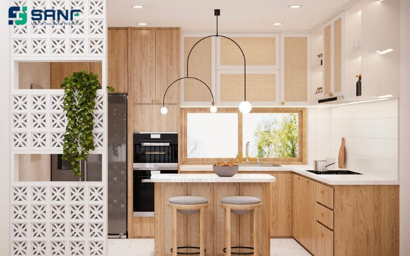 vách cnc kết hợp nội thất gỗ tạo sự thanh lịch