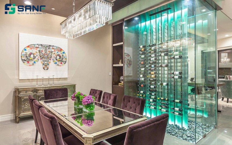 vách bàn ăn bằng kính cao cấp