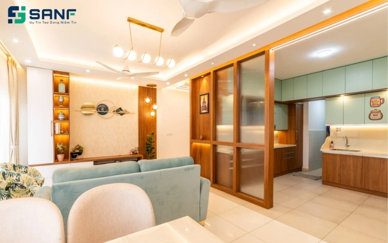 vách ngăn trượt bằng kính cường lực