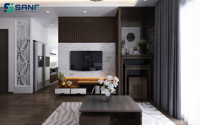 vách nâu trầm hiện đại