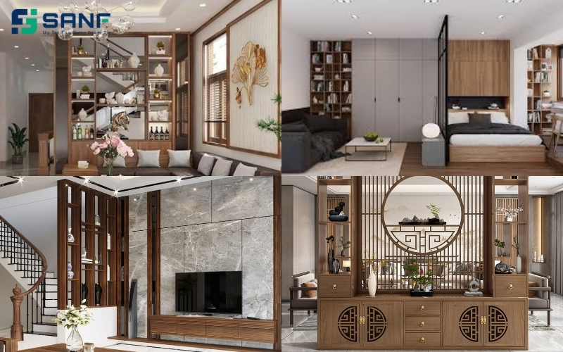 4 mẫu vách ngăn phòng bếp và khách phổ biến