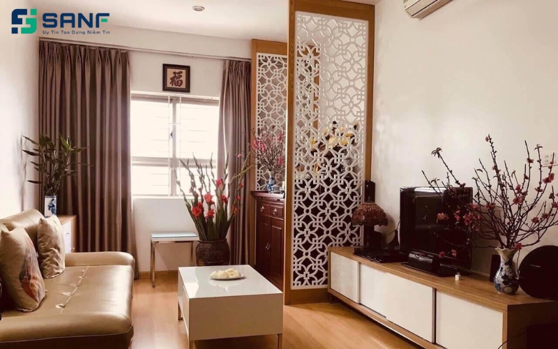 vách ngăn đẹp bằng nhựa và gỗ