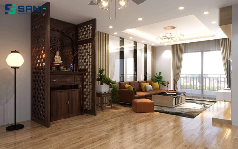 vách ngăn kết hợp tủ nhiều ngăn