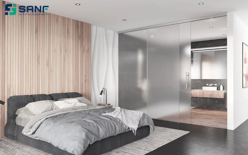 vách ngăn phòng ngủ di động bằng kính cường lực