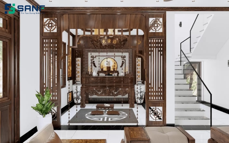 vách ngăn tạo sự riêng tư cho không gian thờ tự