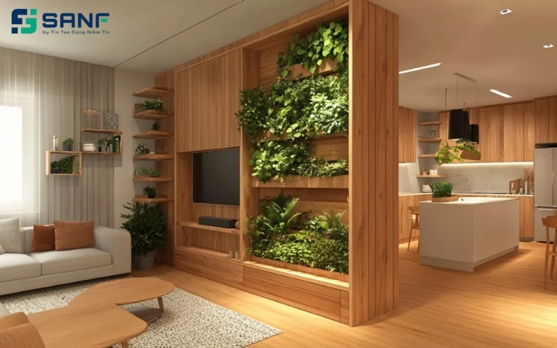 vách ngăn trang trí cây xanh đẹp