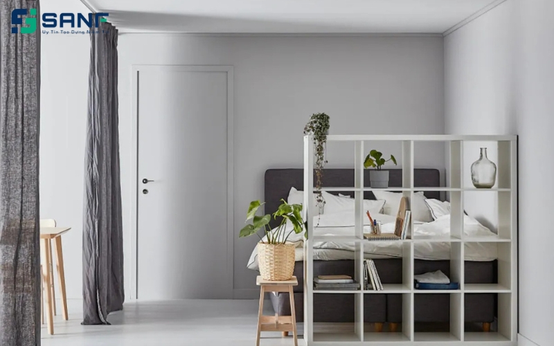 vách nhựa pvc trắng kết hợp tủ