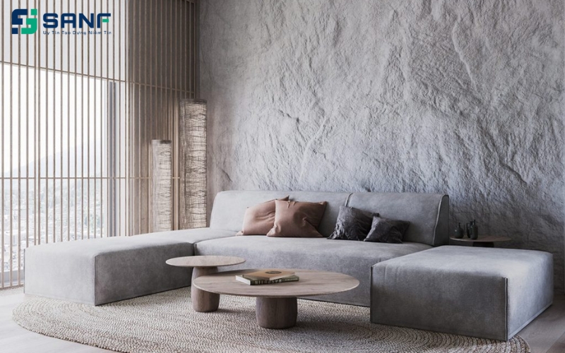 vách sofa đá cho phong cách tối giản