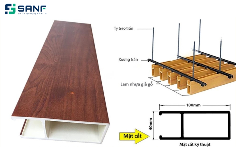 cấu tạo trần gỗ nhựa composite