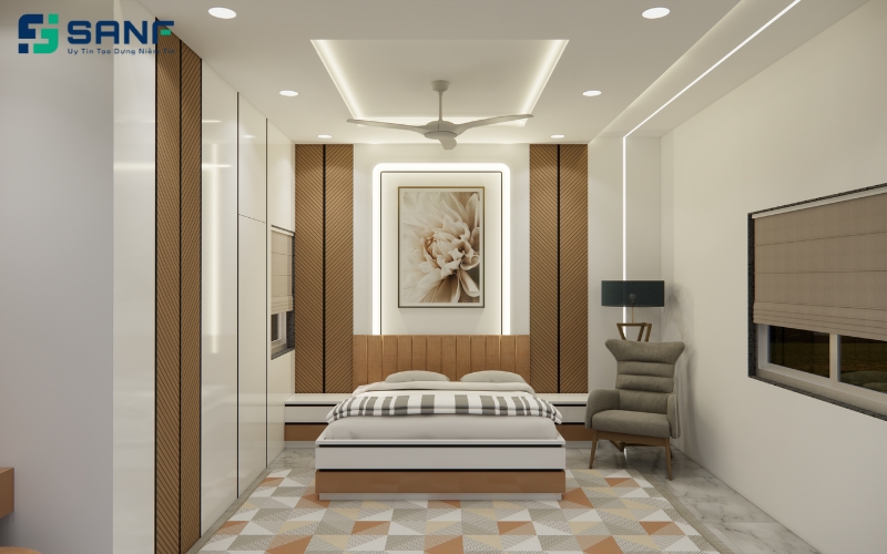 vách đầu giưỡng tone trắng be