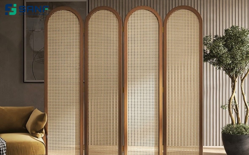 vách ngăn nhựa giả gỗ showroom