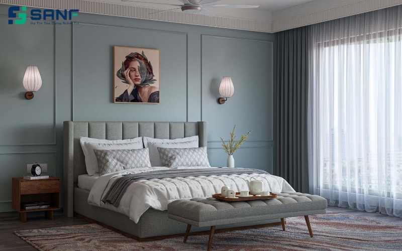 thiết kế vách đầu giường cổ điển