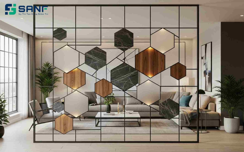 vách ngăn kính đa sắc màu