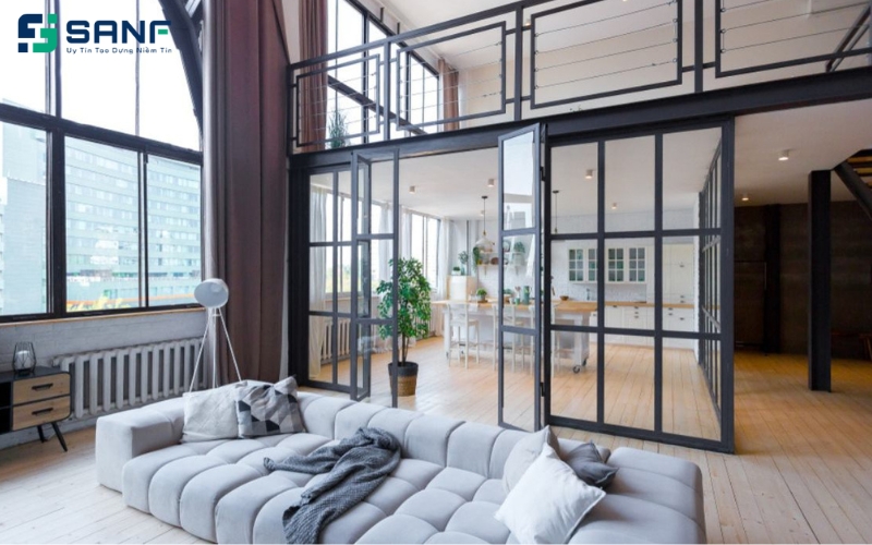 vách kính ngăn phòng hiện đại