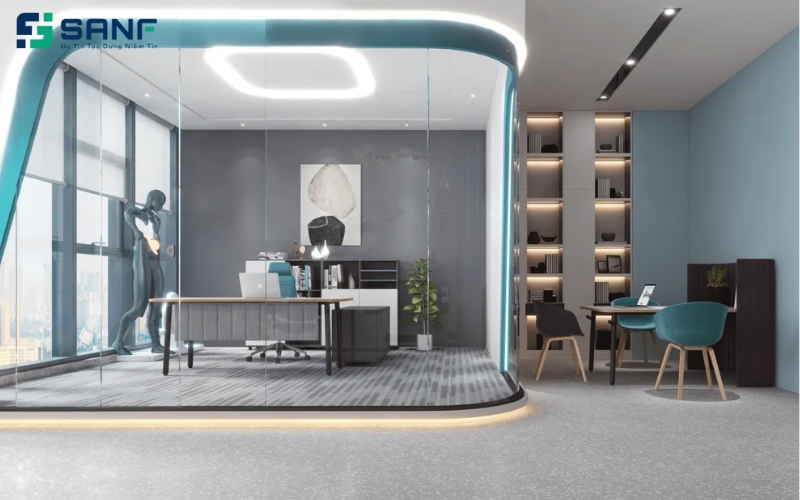 vách ngăn kính phù hợp không gian