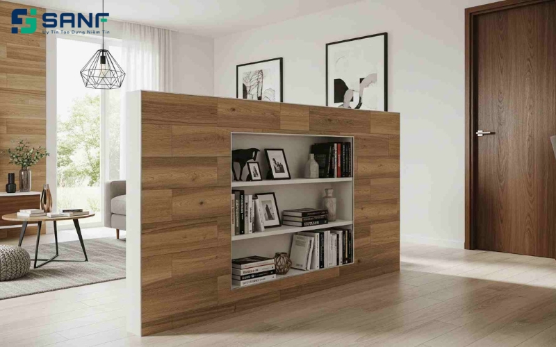 vách ngăn phòng khách và bếp