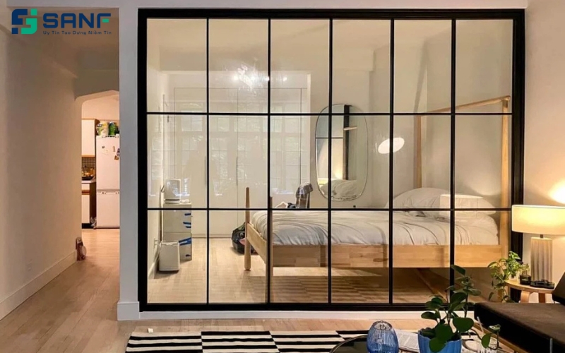 vách ngăn kính cho phòng ngủ