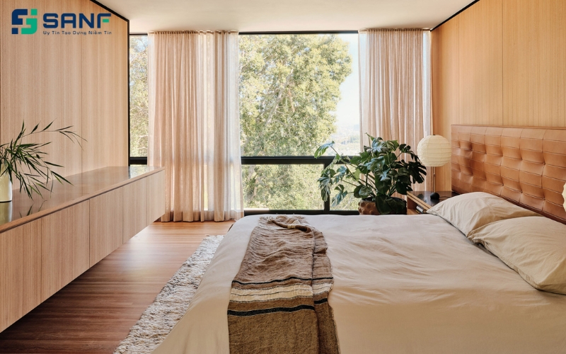 vách ngăn nhựa giả gỗ phòng ngủ