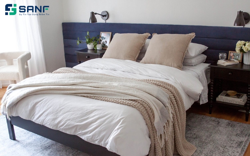 vách ốp nỉ đầu giường