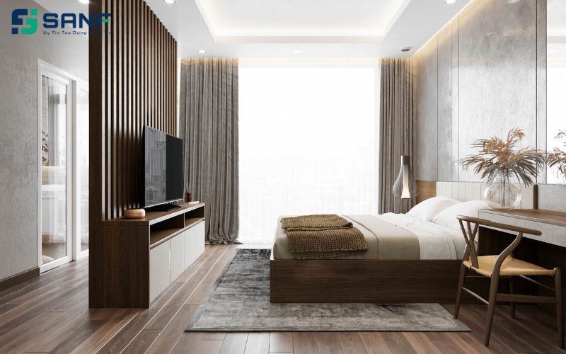 ốp vách tivi phòng ngủ