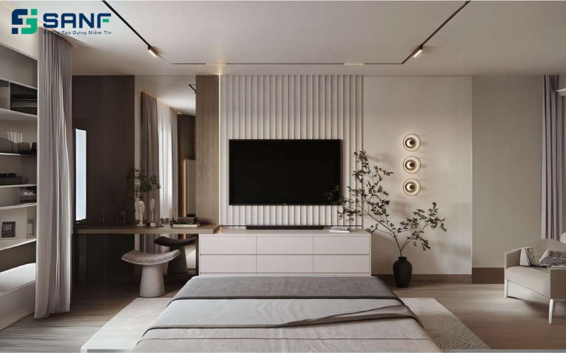 vách ốp tivi phòng ngủ chuẩn đẹp