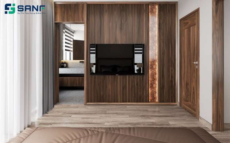 vách ốp tivi cho phòng ngủ