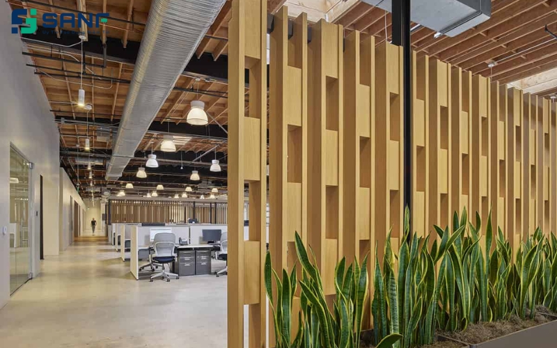 vách ngăn nhựa giả gỗ cho văn phòng