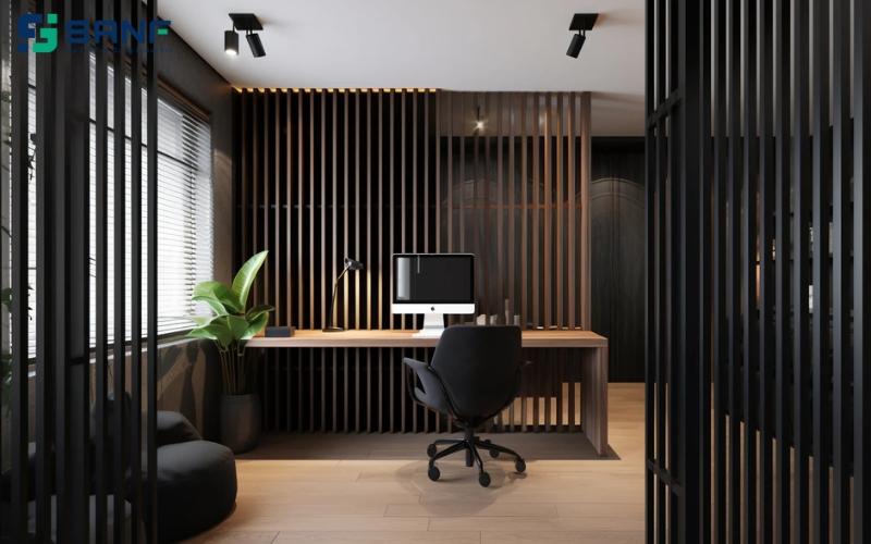 vách ngăn nhựa giả gỗ văn phòng
