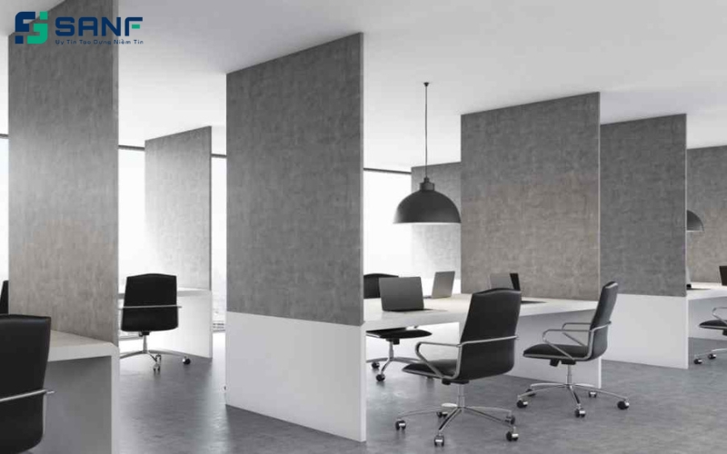 vách ngăn thạch cao tại văn phòng