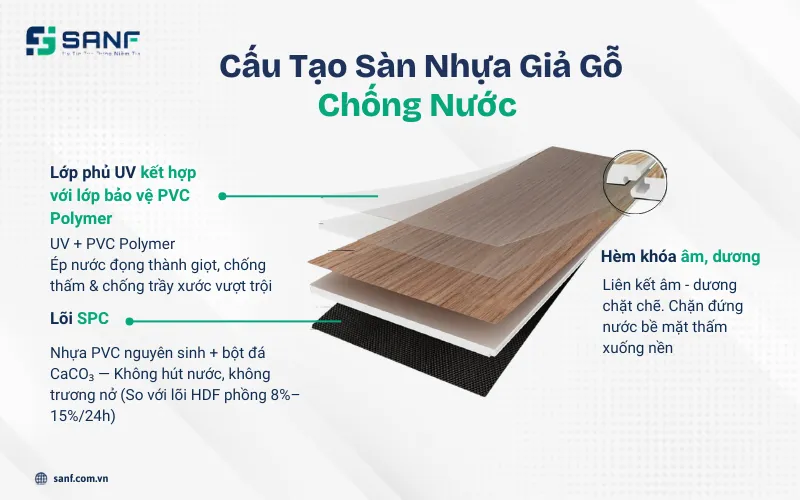 Cấu tạo của sàn nhựa giả gỗ chống nước