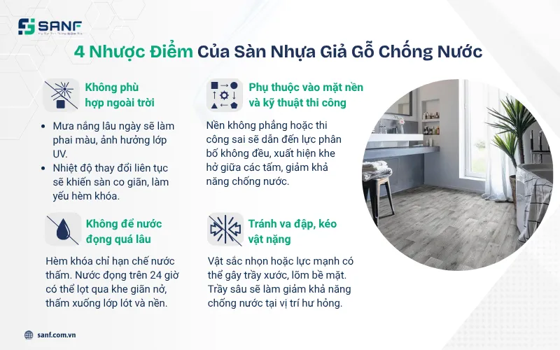 Nhược điểm của sàn nhựa giả gỗ chống nước