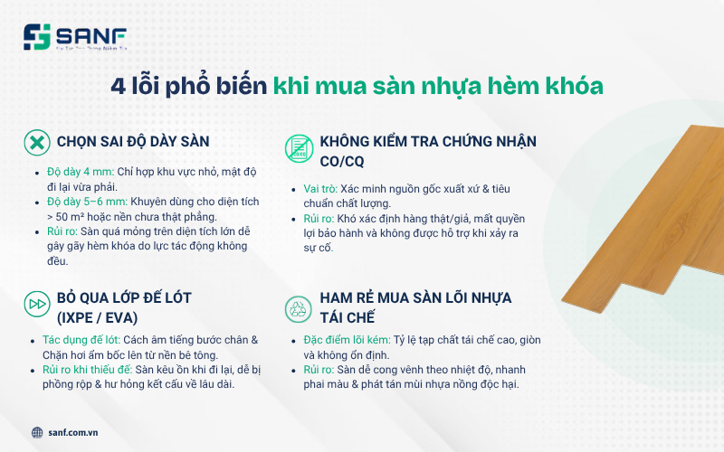 Các lỗi thường gặp khi chọn mua sàn nhựa hèm khóa