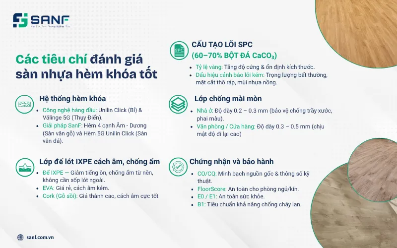 Các tiêu chí đánh giá sàn nhựa giả gỗ hèm khóa tốt